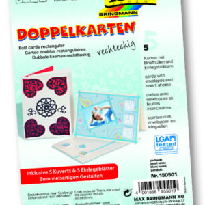 Dubbele wenskaarten rechthoek 5st ivoor