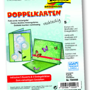 Dubbele wenskaarten rechthoek 5st kerstgroen