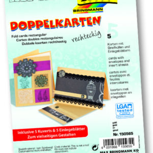 Dubbele wenskaarten rechthoek 5st goud