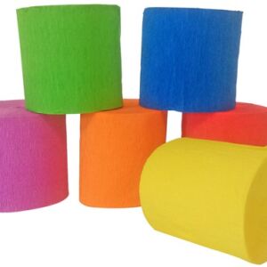 Crepepapier, rolletjes, 5 cm x10 m, assortiment 6 rol