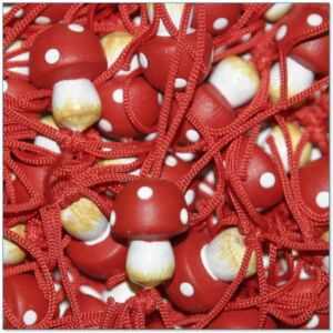 Gelukspoppetjes, paddestoeltjes, 15 mm, 10 stuks