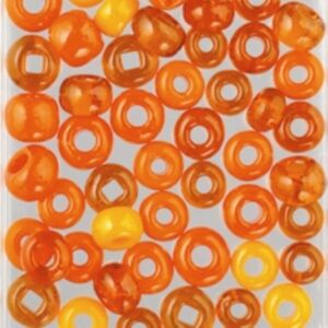 Glazen kralen/rocailles, 5 - 8 mm, 100 gram, Kleurmix oranje
