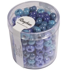 Glazen kralen/rocailles, 6,7mm, 55 gram, Kleurmix lila/blauw/turquoise