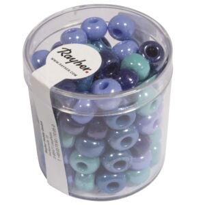 Glazen kralen/rocailles, 8.7 mm, 55 gram, Kleurmix lila/blauw/turquoise