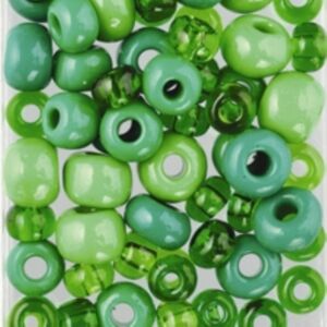 Glazen kralen/rocailles, 5 - 8 mm, 100 gram, Kleurmix groen