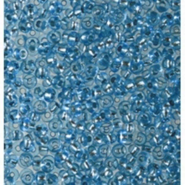 Glazen kraaltjes/borduurkraaltjes/rocailles met zilveren kern, 3,5 mm, 100 gram, azuurblauw