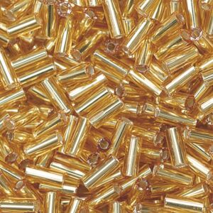 Glazen staafkralen met zilveren kern, 2x9mm, 16gr, goud