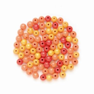 Houten kralen, rond, 10 mm, 47 stuks, oranjemix