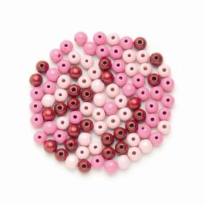 Houten kralen, rond, 10 mm, 47 stuks, rozemix