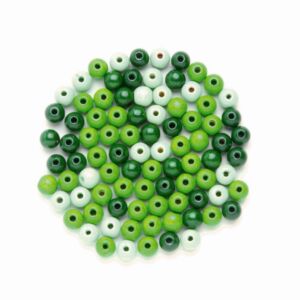 Houten kralen, rond, 10 mm, 47 stuks, groenmix