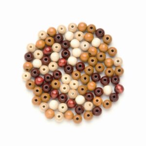 Houten kralen, rond, 10 mm, 47 stuks, bruinmix