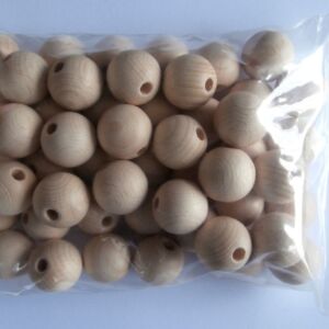 Blank houten kralen, rond, 20 mm, 50 stuks