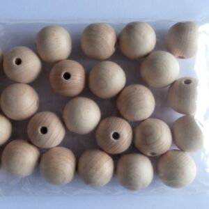 Blank houten kralen, rond, 25 mm, 25 stuks