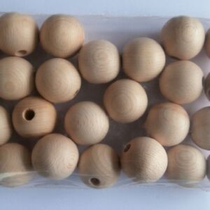 Blank houten kralen, rond, 30 mm, 25 stuks
