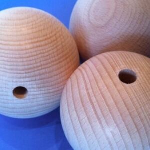 Blank houten kralen, rond, 50 mm, 5 stuks
