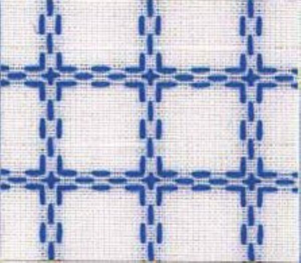 Beiersbont doorstopstof, 160 cm, wit-blauw