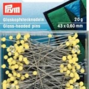 Glaskopspelden met gele knop 43mm 20gr