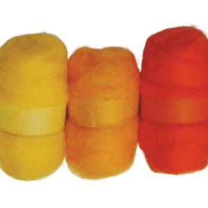 Bhedawol/schapenwol, 5x25gr, geel-oranje tinten