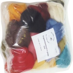 Viltwol/merino lontwol, assortiment van 15 kleuren a 1 m