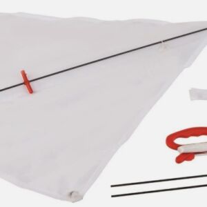 Vlieger, wit polyster stof met fiberglas stokken, 60 x 50 cm
