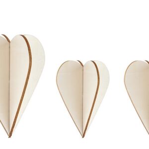 Decoratieve houten harten om op te hangen, set van 3 stuks