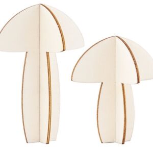Decoratieve houten paddenstoelen, 2 stuks