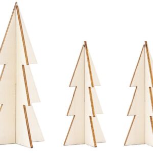 Decoratieve houten kerstbomen om op te hangen, 3 stuks