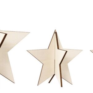 Decoratieve houten sterren om op te hangen, 3 stuks