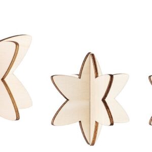 Decoratieve houten bloemen om op te hangen, 3 stuks