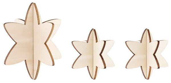 Decoratieve houten bloemen om op te hangen, 3 stuks