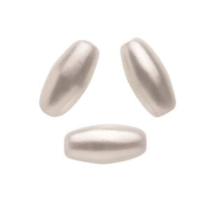 Waskralen/imitatieparels, 95 stuks, olijfvormig 3x6mm, parelwit