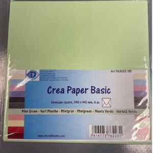 OUTLET Enveloppen vierkant, 14 x 14 cm, mintgroen, 6 stuks