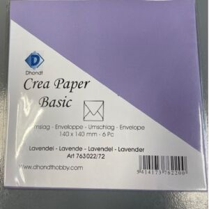 OUTLET Enveloppen vierkant, 14 x 14 cm, lavendel, 6 stuks