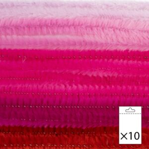 Chenilledraad, 8 mm, 50 cm 10 stuks, kleurfamilie roze/rood