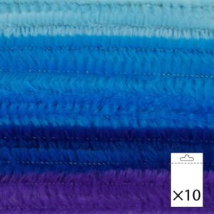 Chenilledraad, 8 mm, 50 cm 10 stuks, kleurfamilie blauw