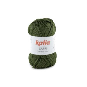 Katia Capri gemerceriseerd katoengaren, 50 gram, 82175 olijfgroen