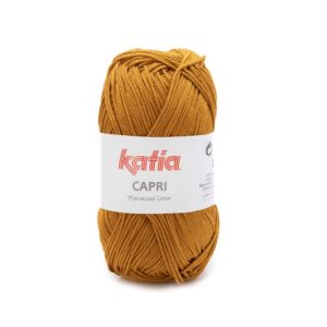 Katia Capri gemerceriseerd katoengaren, 50 gram, 82200 donkere mosterd