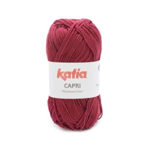 Katia Capri gemerceriseerd katoengaren, 50 gram, 82203 wijnrood