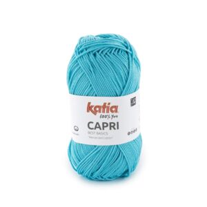 Katia Capri gemerceriseerd katoengaren, 50 gram, 82207 blauw cyaan