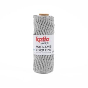Katia macrame cord fine, 2,5 mm, 220 gram, c.a. 100 meter, lichtgrijs