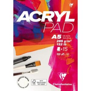 Clairfontaine Acrylpad A5 (14.8 x 21 cm), 285gr, 15 vel