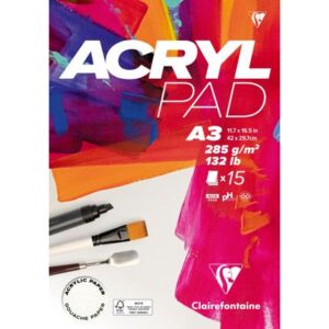 Clairfontaine Acrylpad A3 (29.7 x 42 cm), 285gr, 15 vel