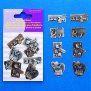 Scrapbook embellishments / basics, baby meisje, 8 stuks, inclusief plakkertjes