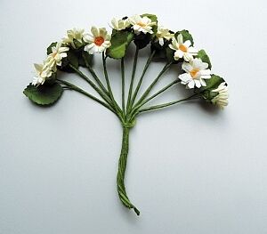 Papieren bloemen boeket gebroken wit, 12 stuks