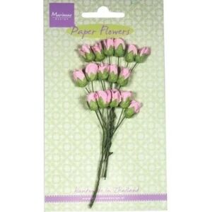 Papieren bloemen, rozenknop, lichtroze, 16 stuks