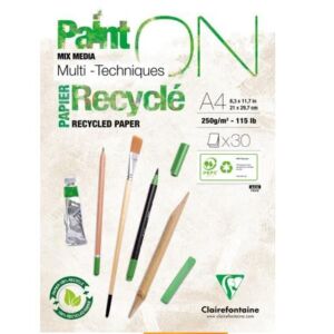 Paint on recycle verfpapier/ tekenpapier A4 250gr 30 vel