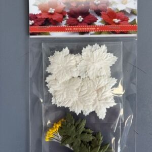 Papieren bloemen, kerstster DIY, wit