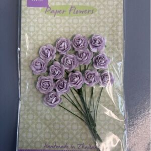 Papieren bloemen, rozen, licht lavendel, 15 stuks