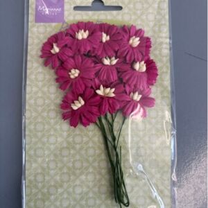 Papieren bloemen, margriet, donker roze, 10 stuks
