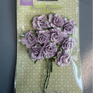Papieren bloemen, anjer, licht lavendel, 10 stuks